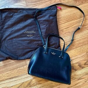 Kate Spade Black Leather Dome Satchel with Adjustable Strap